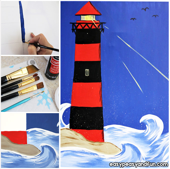 Lighthouse on Canvas Tutorial for Kids