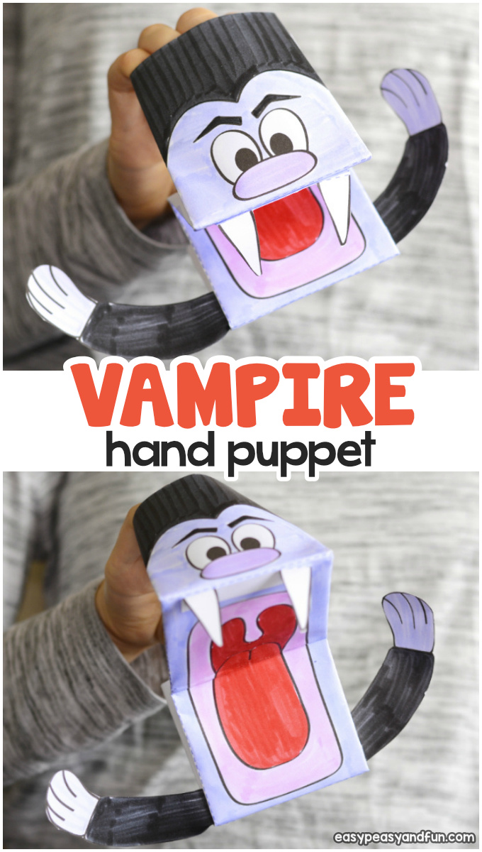 Printable Vampire Hand Puppet Template for Kids
