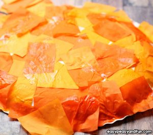 Tissue Paper Mosaic Pumpkin Paper Plate Craft - Easy Peasy and Fun
