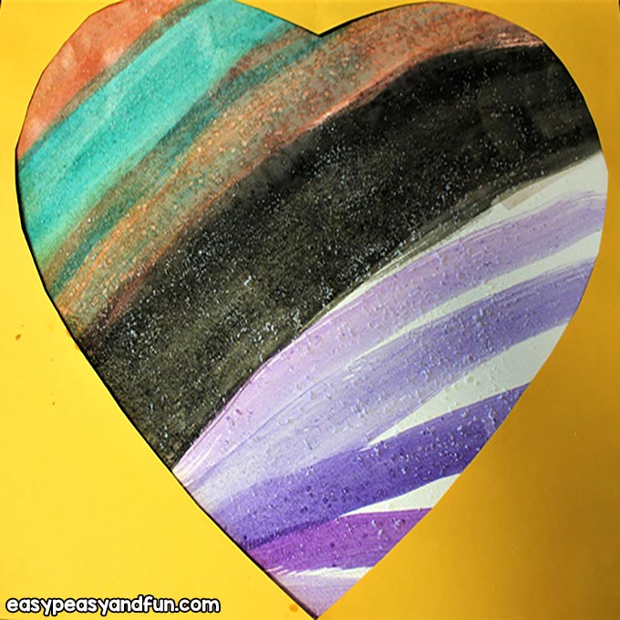 Make a simple heart for kids with watercolor and salt