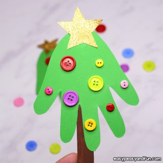 Handprint Christmas Tree Ornament Craft Idea for Kids to Make