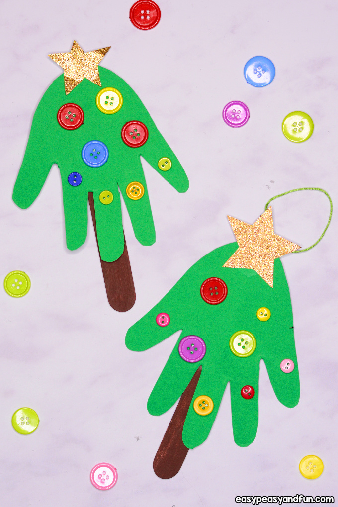 Handprint Christmas Tree Ornament Idea for Kids