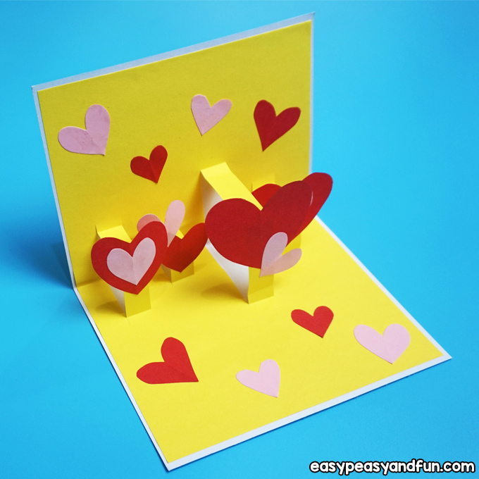 Valentine's day pop up card with heart for kids