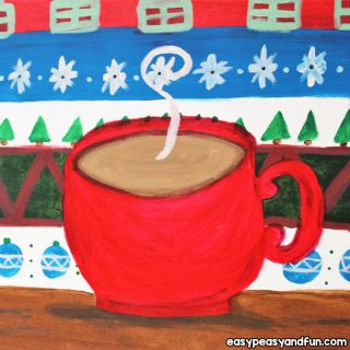 Hot Cocoa Christmas Canvas Painting Tutorial for Kids to Make