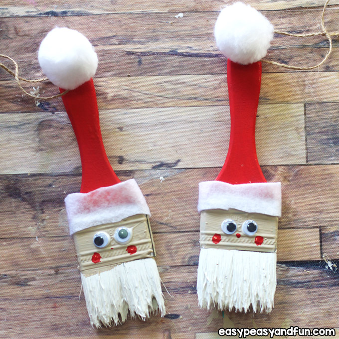 Paintbrush Santa Ornament Craft for Kids