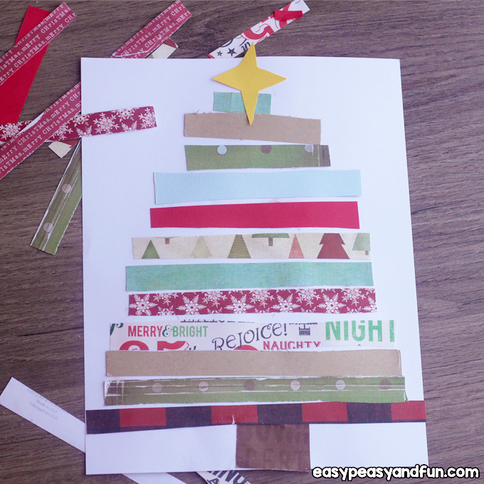 Paper Collage Christmas Tree for Kids