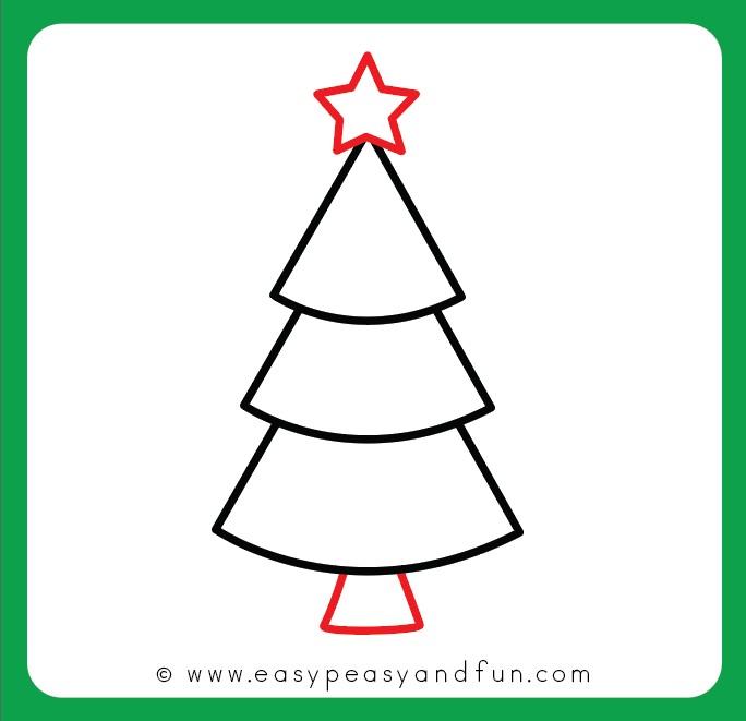 How to Draw a Christmas Tree - Step by Step Drawing Tutorial - Easy Peasy and Fun