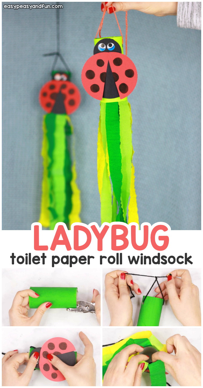 Ladybug Windsock Toilet Paper Roll Craft for Kids