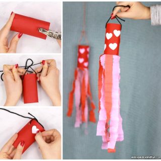 Valentines Day Windsock Toilet Paper Roll Craft Idea