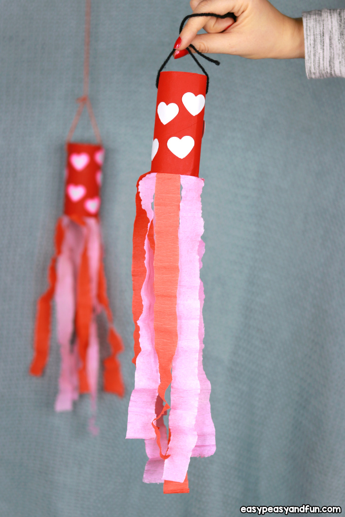 Valentines Day Windsock Toilet Paper Roll Craft