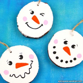 Wood Slice Snowman Ornament