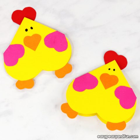 Heart Chicken Craft - Simple Valentines Day Card Idea - Easy Peasy and Fun