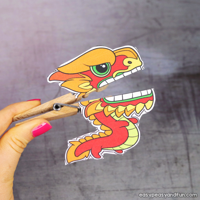 Chinese Dragon Clothespin Puppet