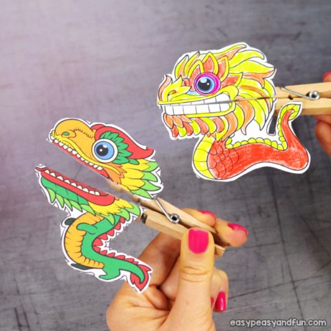 Chinese Dragon Clothespin Puppets - Easy Peasy and Fun