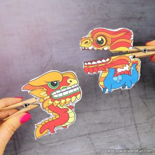 Chinese New Year Dragon Clothespin Puppets