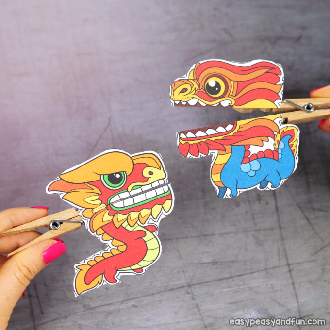 Chinese New Year Dragon Clothespin Puppets