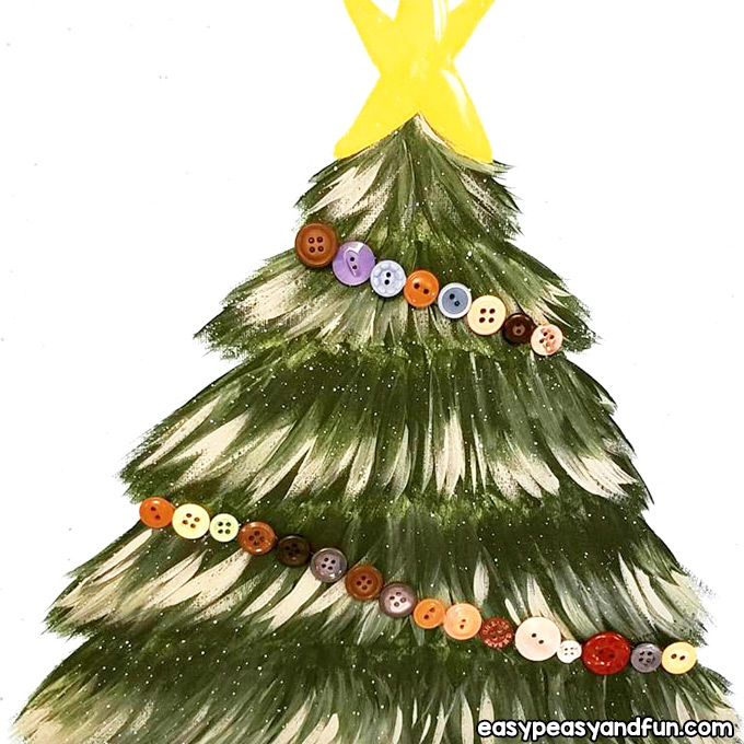 Christmas Tree Canvas Art Idea for Kids to Make