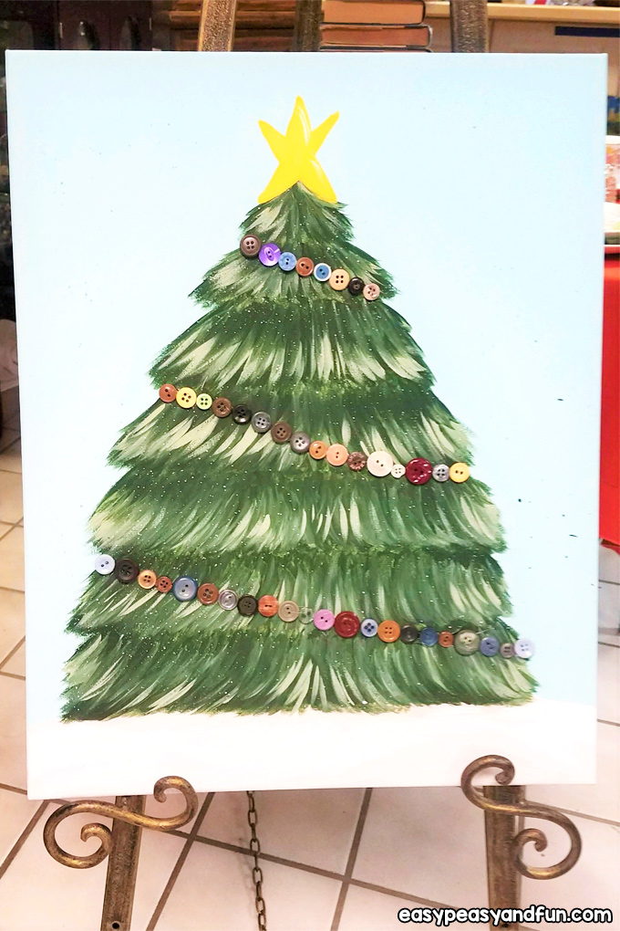 Christmas Tree Canvas Art Idea for Kids