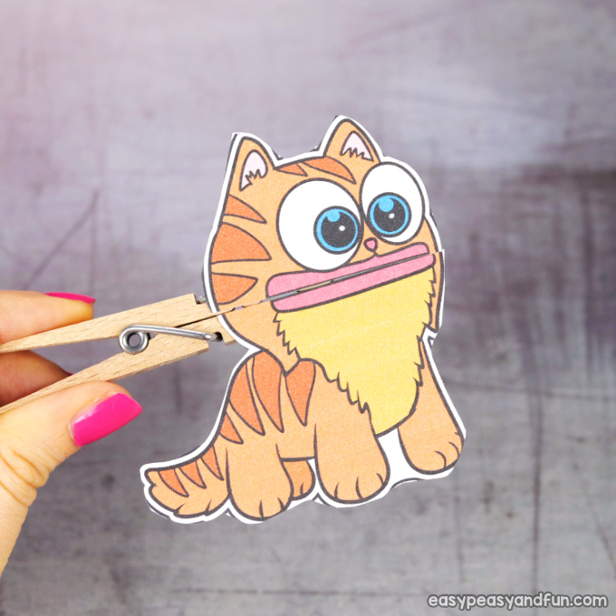 Clothespin Cat Puppet Printable