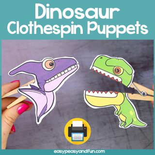 Dinosaurs Clothespin Puppets - Printable Paper Craft - Easy Peasy and Fun