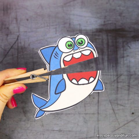 Shark Clothespin Puppets - Easy Peasy and Fun