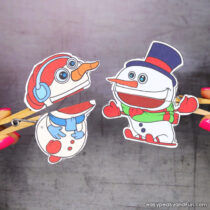 Snowman Clothespin Puppets