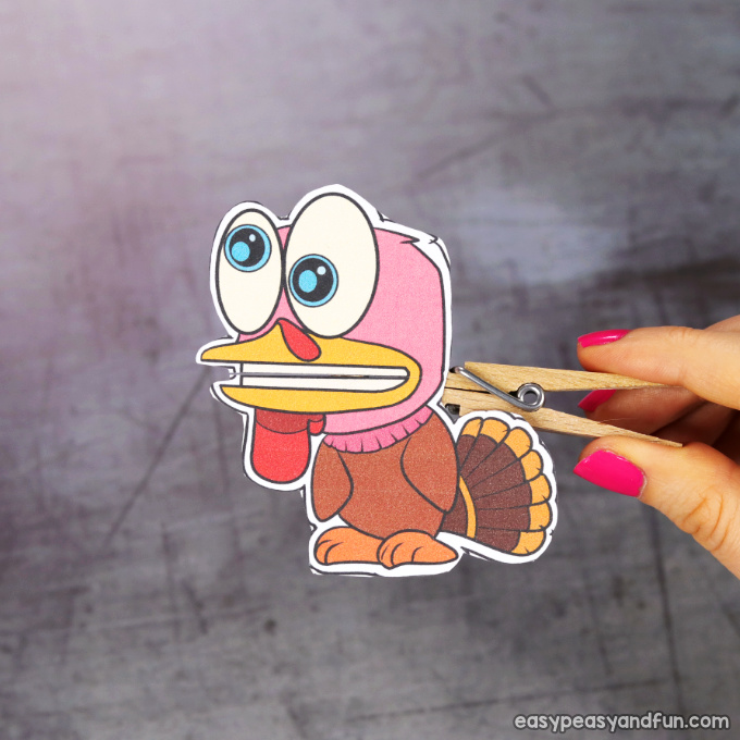 Clothespin Turkey Puppet Printable
