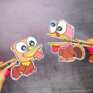 Clothespin Turkey Puppets Printable