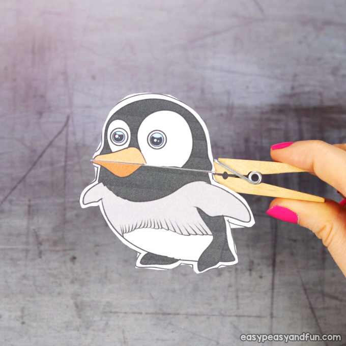 Clothespin penguin Puppet Printable