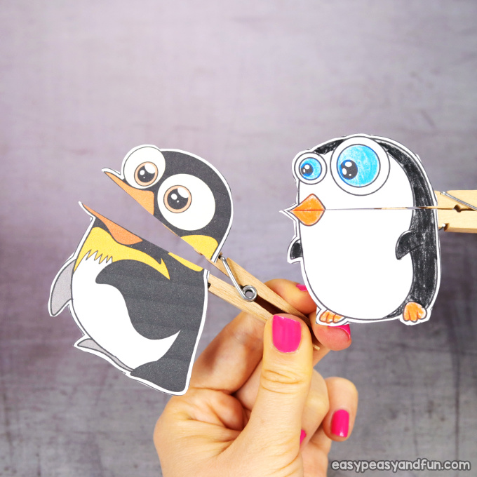 Clothespin penguin Puppets