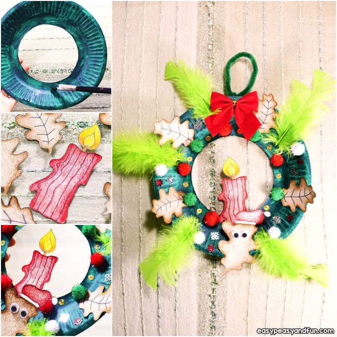 Paper Plate Christmas Wreath Craft Idea