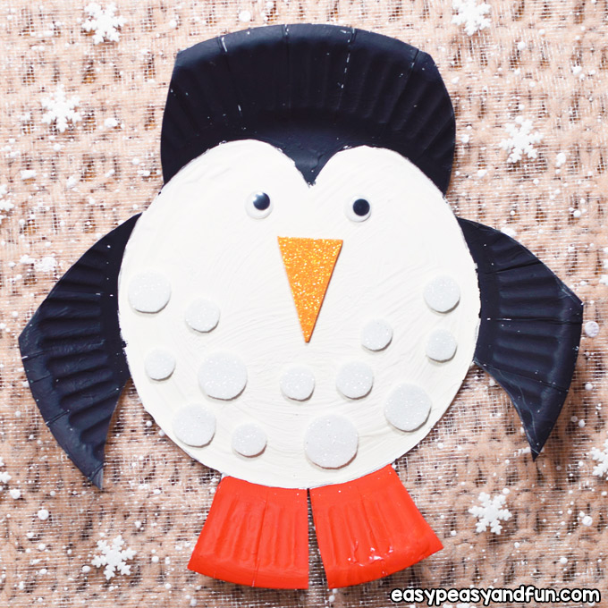 Penguin crafts on paper plate for kids