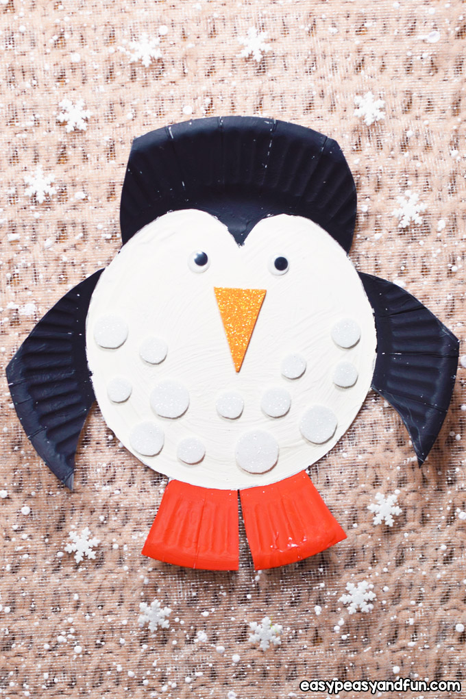 Penguin crafts on paper plate for kids