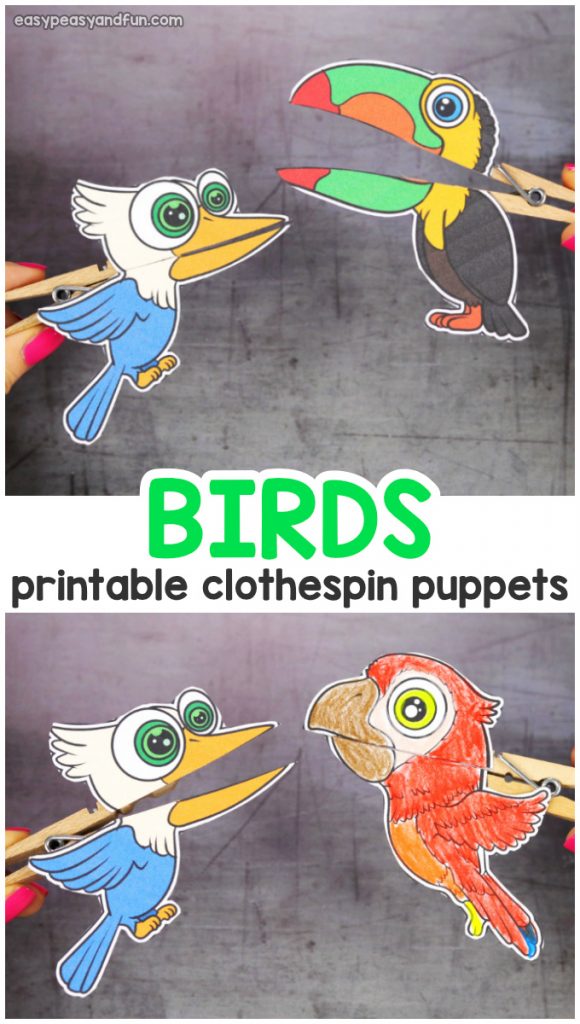 Birds Clothespin Puppets - Easy Peasy and Fun