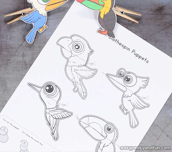 Birds Clothespin Puppets Easy Peasy and Fun