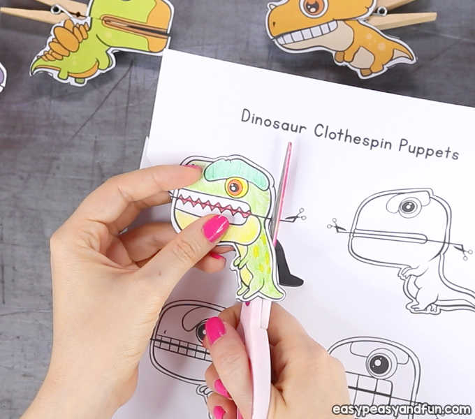 Dinosaurs Clothespin Puppets Printable Paper Craft Easy Peasy And Fun