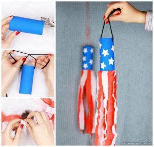 4th Of July Windsock Toilet Paper Roll Craft for Kids