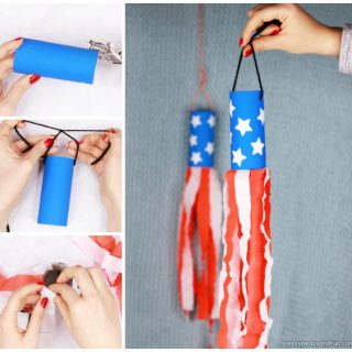 4th Of July Windsock Toilet Paper Roll Craft for Kids