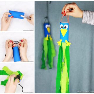 Peacock Windsock Toilet Paper Roll Craft for Kids