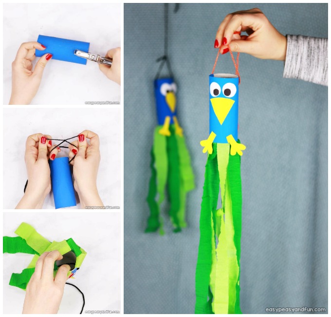 Peacock Windsock Toilet Paper Roll Craft for Kids