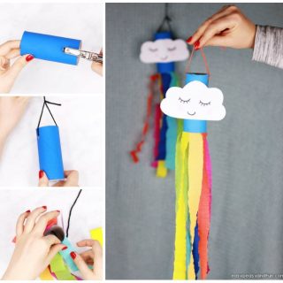 Rainbow Windsock Toilet Paper Roll Craft for Kids