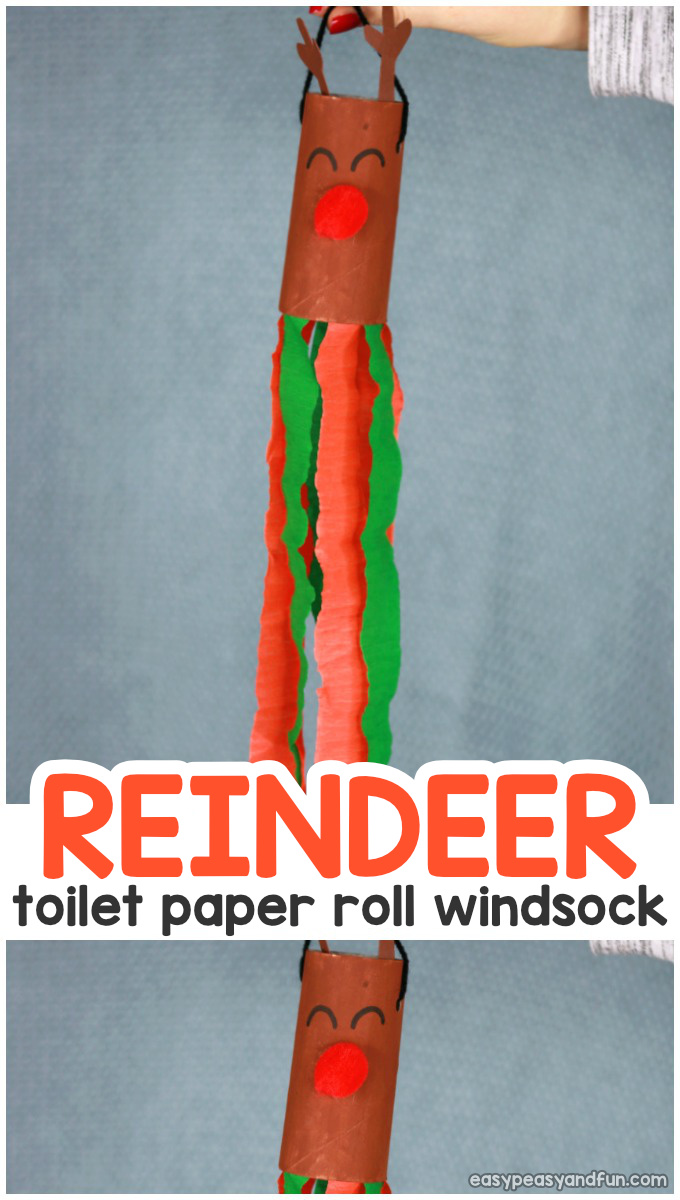 Windsock reindeer toilet paper roll craft idea for kids