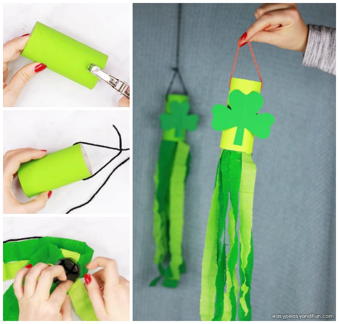 St. Patrick's Day Windsock Children's Toilet Paper Roll Craft
