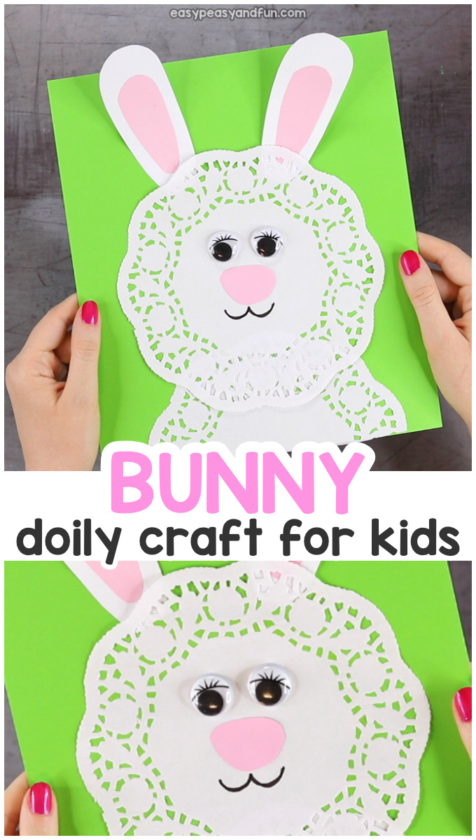 Doily Bunny Craft. Simple Easter Craft for Kids.