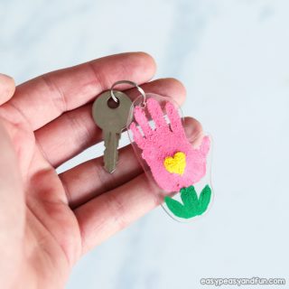 Shrinky Dinks Flower Handprint Keychain Craft