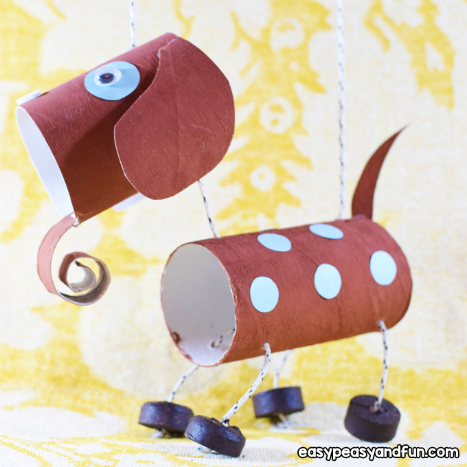 Toilet Paper Roll Dog Puppet Craft for Kids
