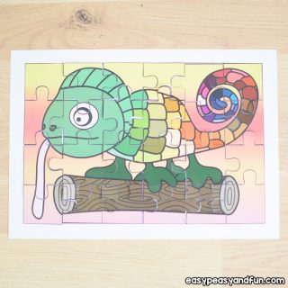 Printable Chameleon Puzzle for Kids to Make