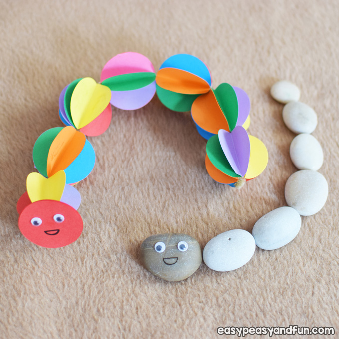 Children's colored paper caterpillar crafts