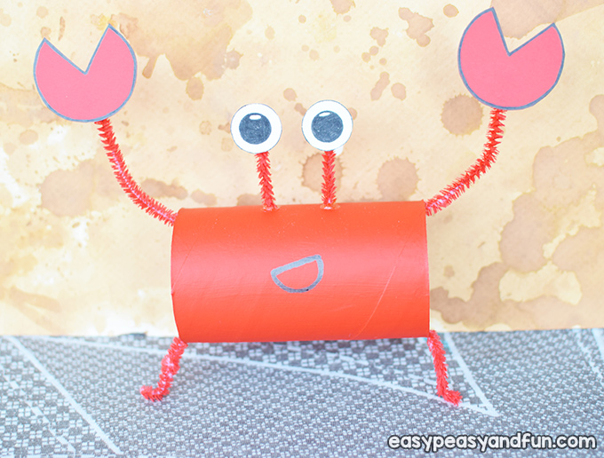 Crab toilet paper roll crafts that kids can make