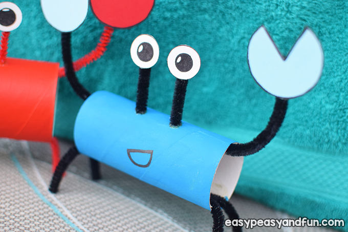 Crab toilet paper roll crafts that kids can make